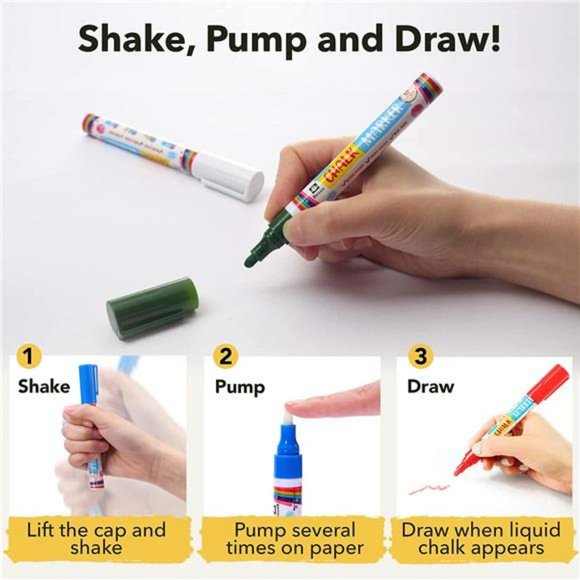 Bold Liquid Chalk Markers - Dry Erase Marker Pens for  16 Vibrant Liquid Chalk Markers with Case for Chalkboard, Glass, Mirror, Signs
